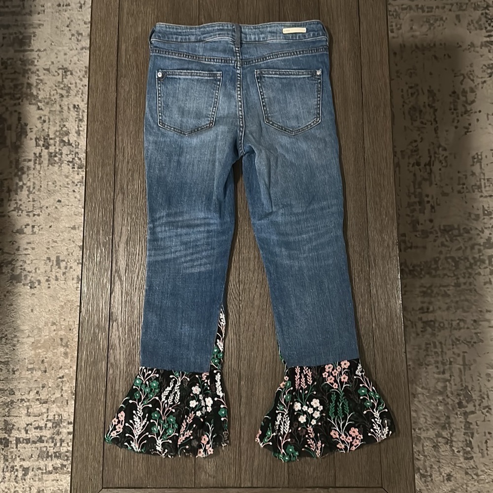 Pilcro Flared Embroidered Floral Tulle Jean - Picture 4 of 12